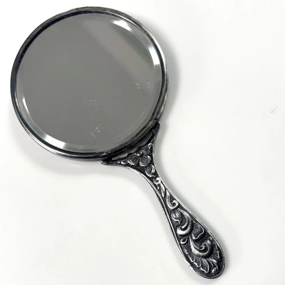 Vintage Hans Jensen Denmark Silver Plated Hand Mirror Repoussé Stamped Danish - Picture 2 of 13